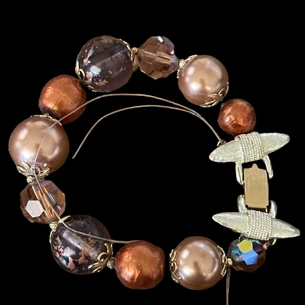 Vintage Signed Vendome Beaded Bracelet *AS IS*For Repair Faceted AB Coated Beads